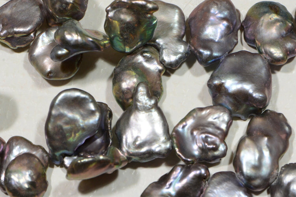 Peacock Gray Baroque Freshwater Pearl Strand: 14-22mm Gemstone Beads