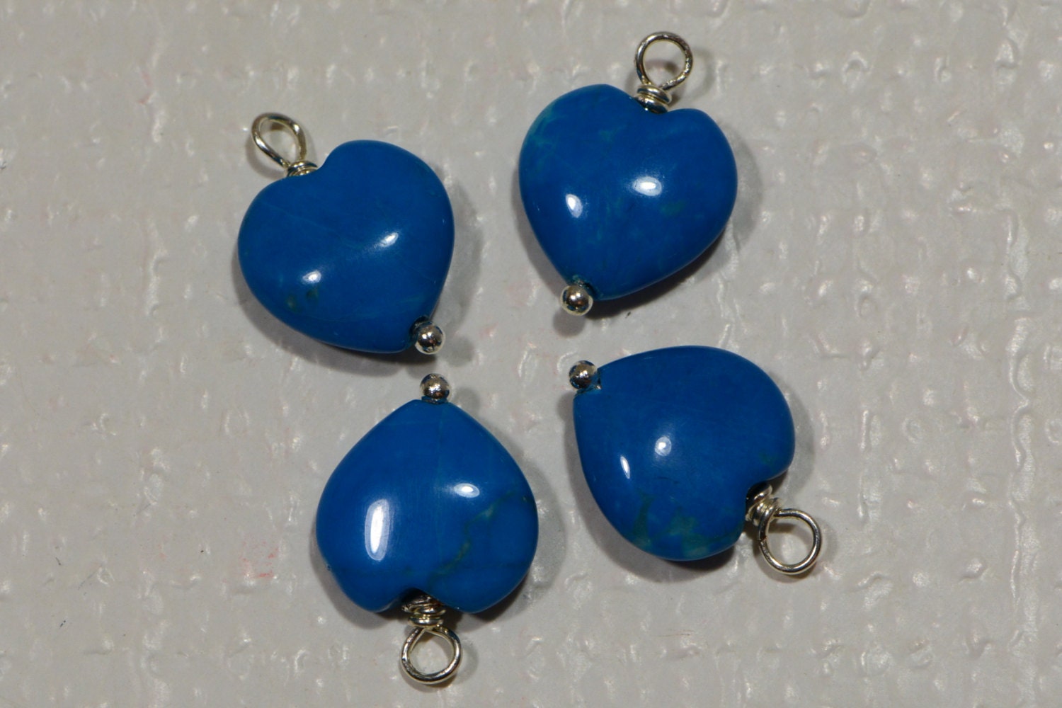 Blue Quartz Heart Briolettes: Silver Wire Wrapped Gemstone Beads