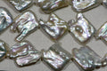 30mm Baroque Freshwater Pearl Strand: Irregular Square Shape