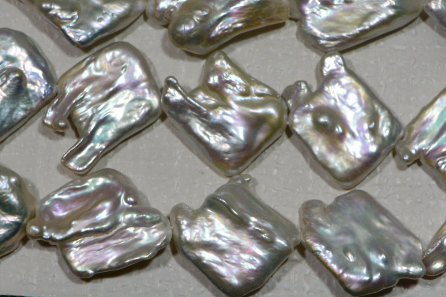 30mm Baroque Freshwater Pearl Strand: Irregular Square Shape