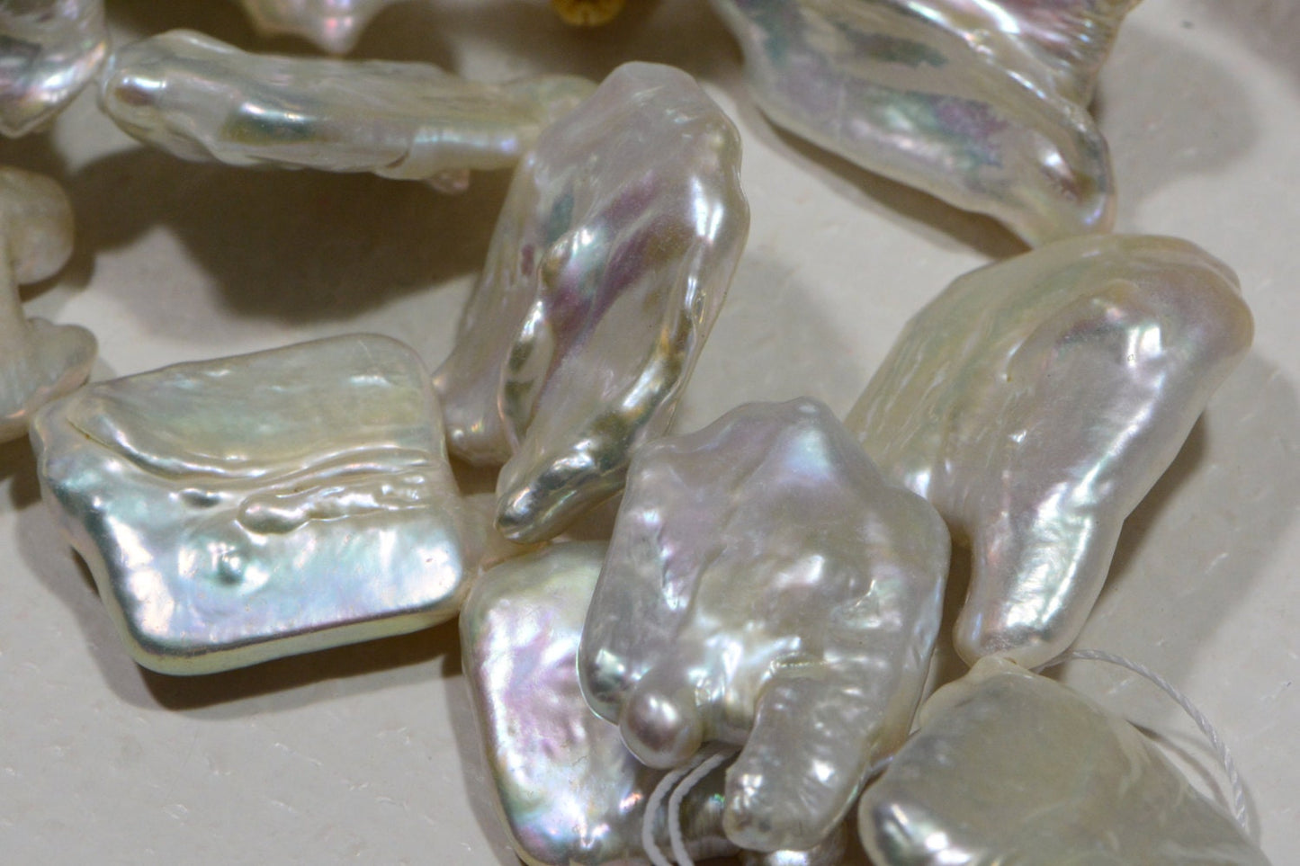 30mm Baroque Freshwater Pearl Strand: Irregular Square Shape