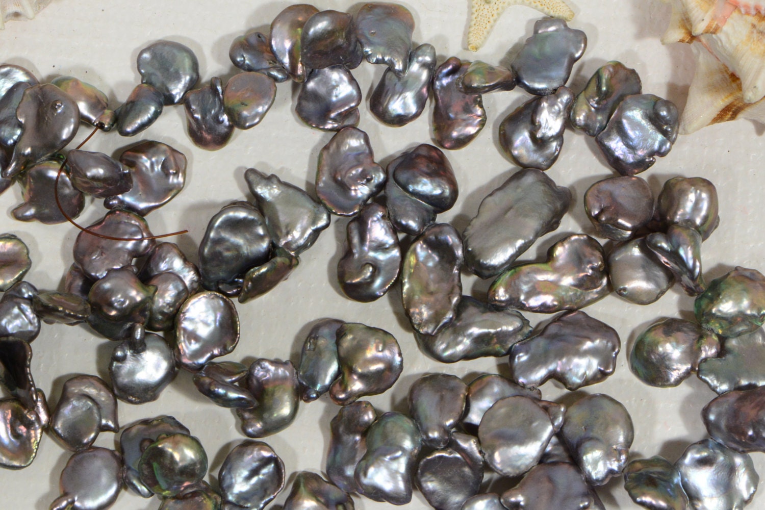 Peacock Gray Baroque Freshwater Pearl Strand: 14-22mm Gemstone Beads