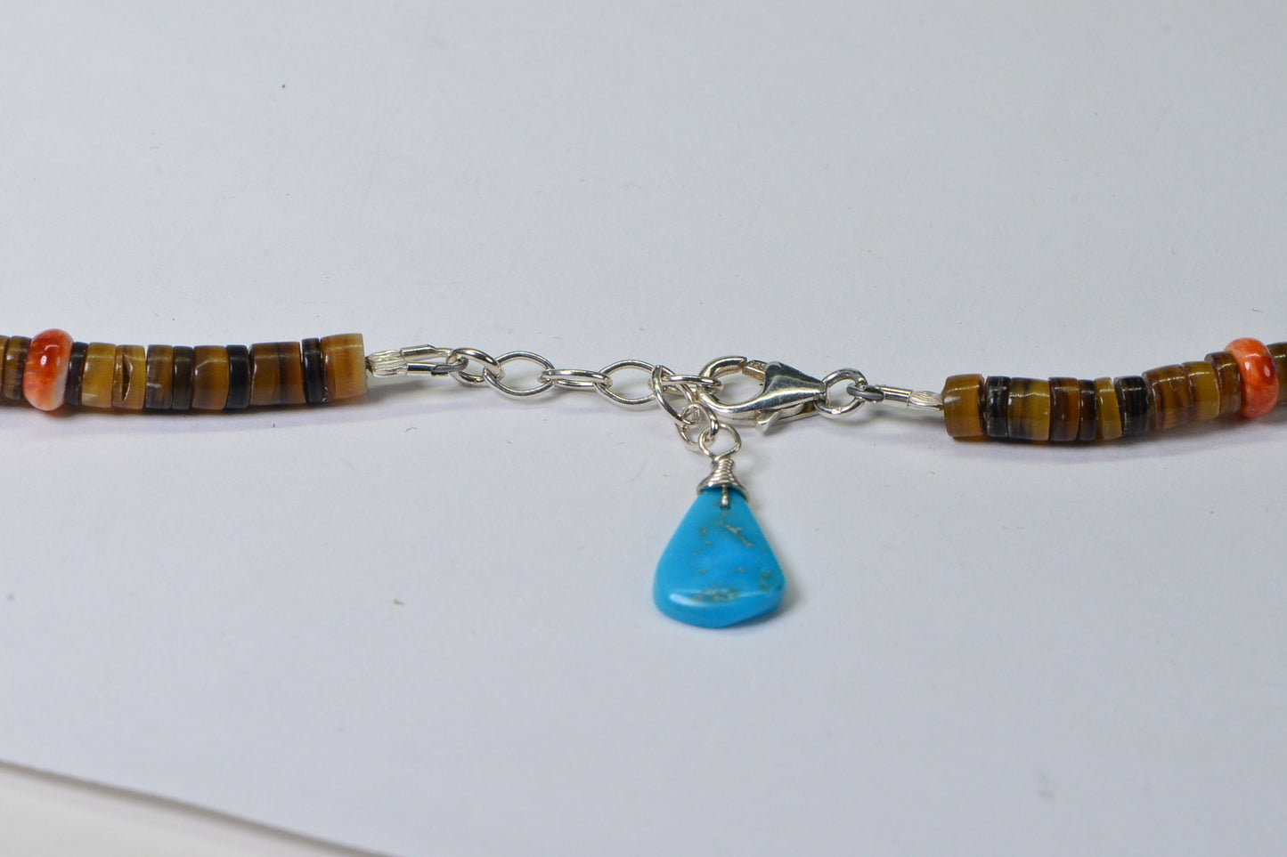 Spiny Oyster Shell & Turquoise Necklace: Sterling Silver Pendant
