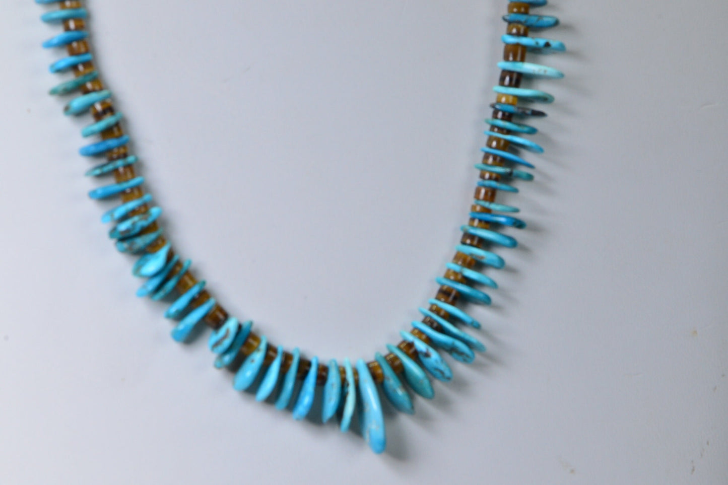 Kingman Turquoise Slab Necklace: Vintage Sterling Silver & Oyster Shell