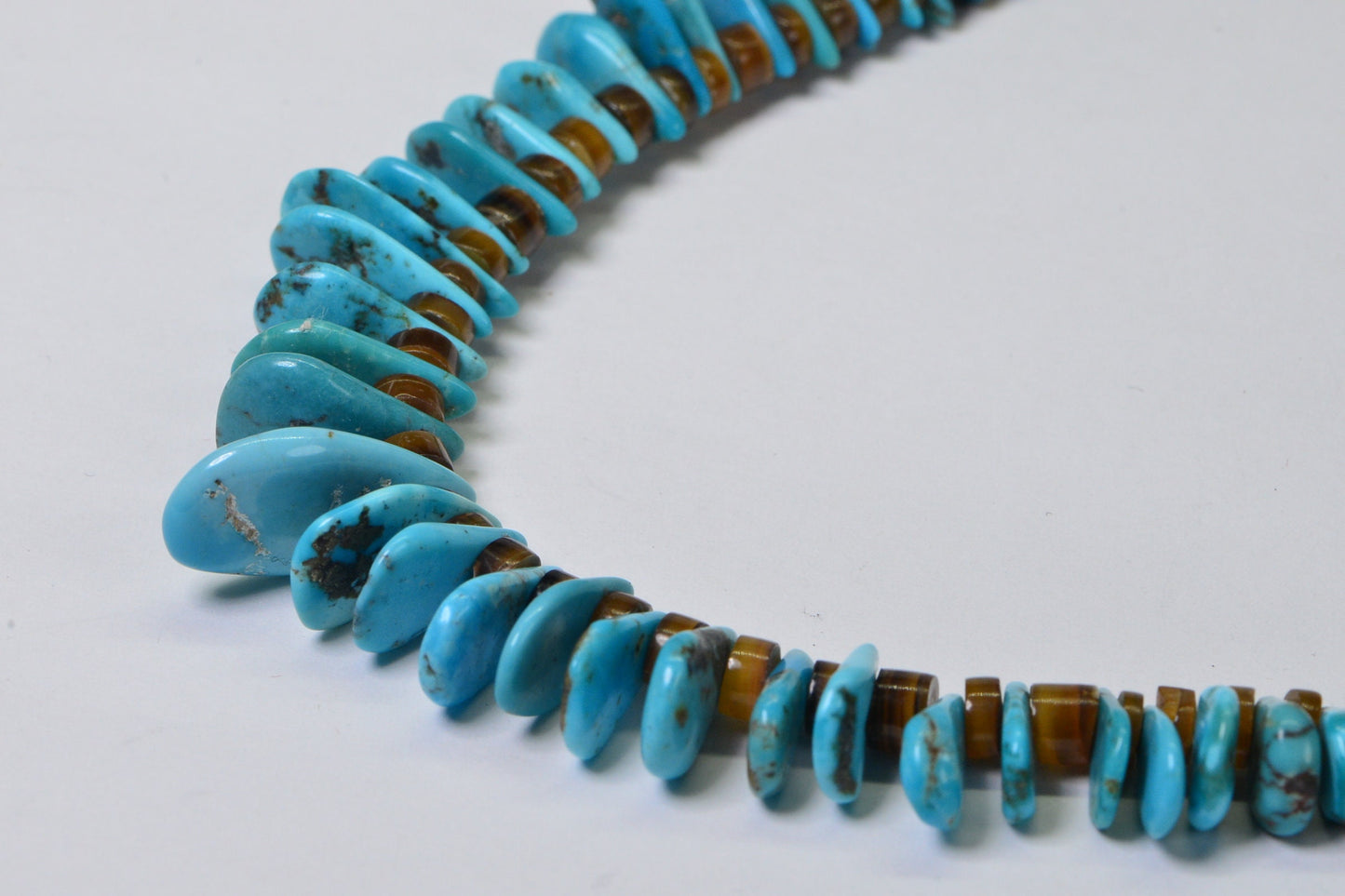 Kingman Turquoise Slab Necklace: Vintage Sterling Silver & Oyster Shell