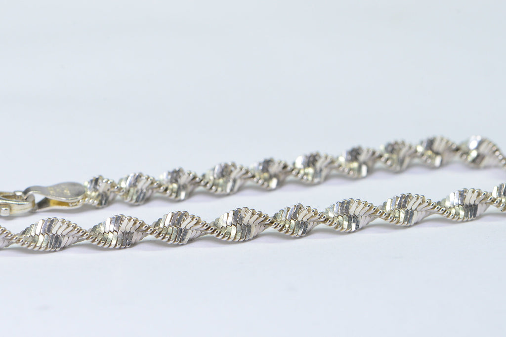 4mm Twisted Herringbone Snake Sterling silver Bracelet  Flat Twist Chain Bracelet