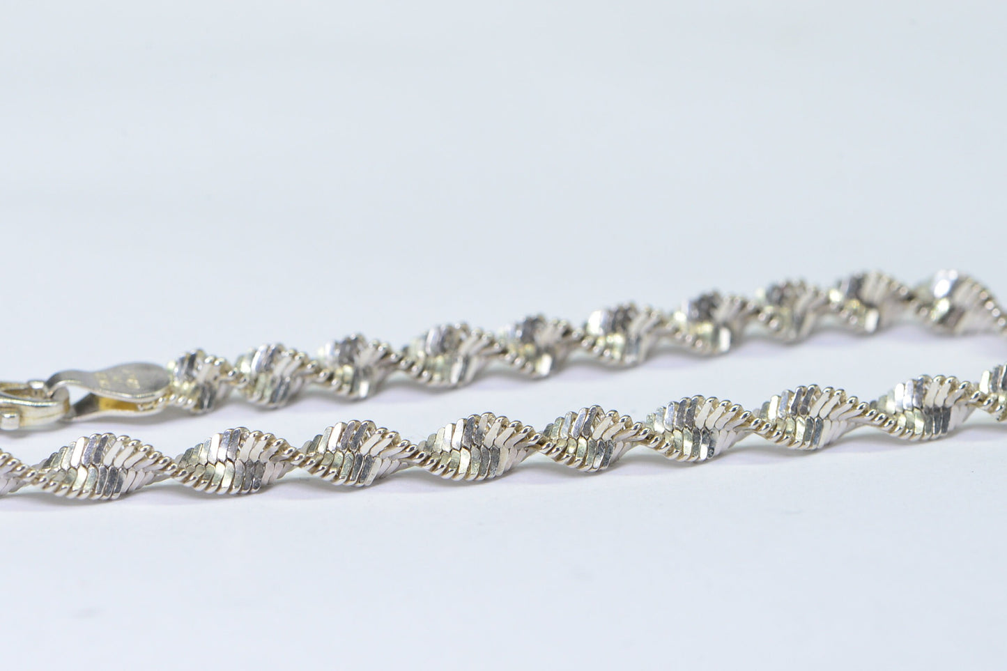 4mm Twisted Herringbone Snake Sterling silver Bracelet  Flat Twist Chain Bracelet