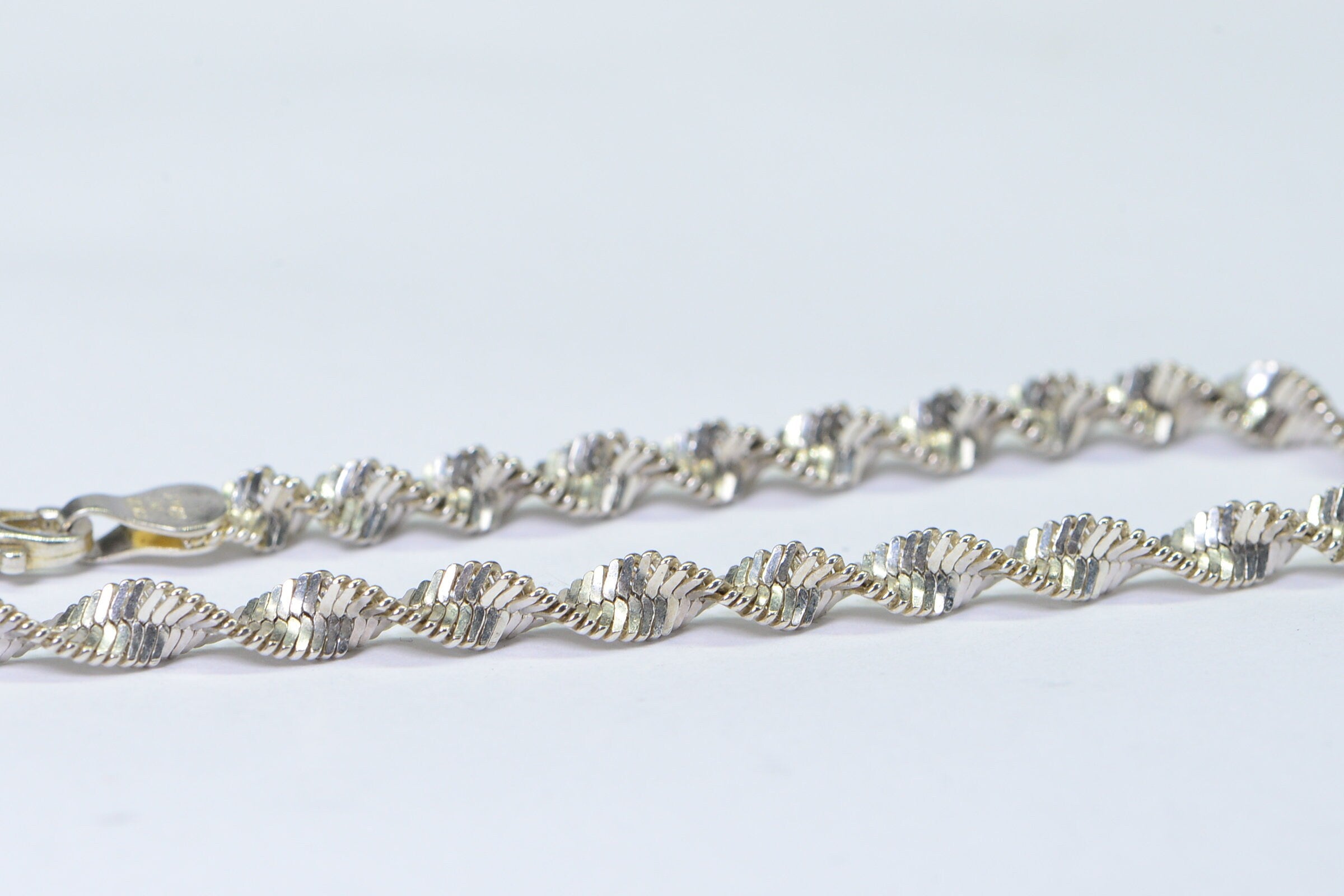 4mm Twisted Herringbone Snake Sterling silver Bracelet  Flat Twist Chain Bracelet