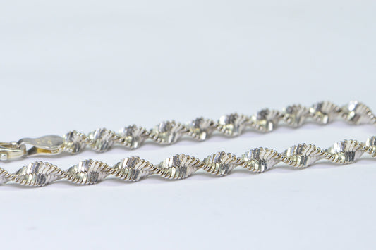 4mm Twisted Herringbone Snake Sterling silver Bracelet  Flat Twist Chain Bracelet