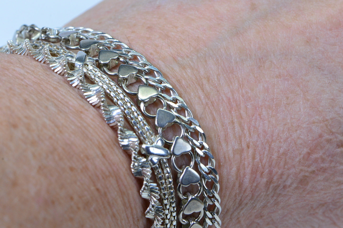 Sterling Silver Knot Bracelet, Double Rope Chain, Italian Jewelry
