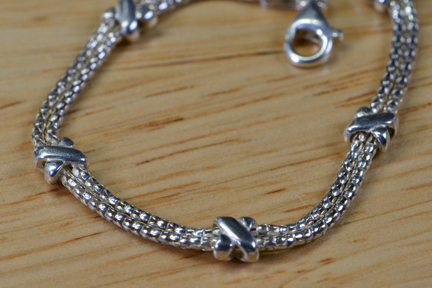 Sterling Silver Knot Bracelet, Double Rope Chain, Italian Jewelry