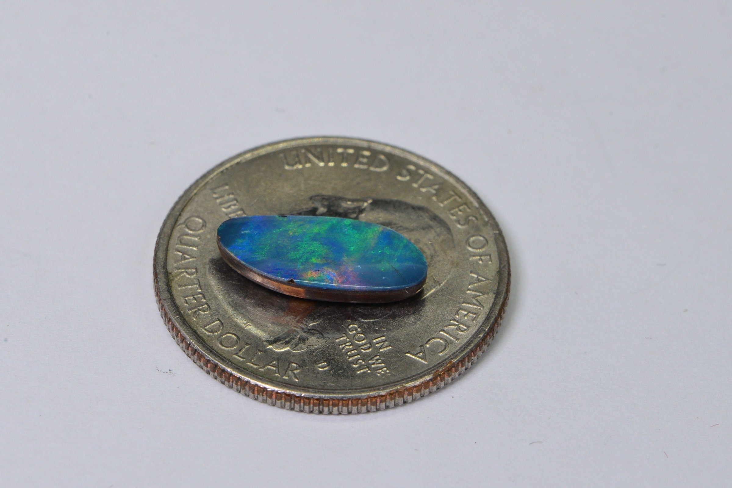 Australian Black Opal Doublet: 1.90 Ct Freeform Teardrop Boulder Opal