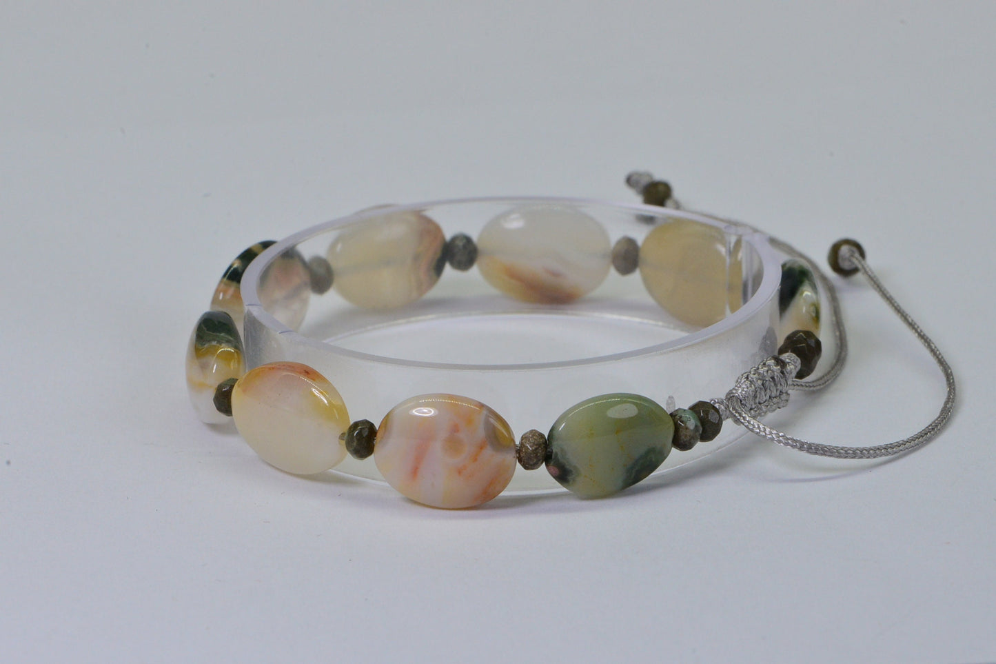 Ocean Jasper Bracelet: Macrame Knotted Adjustable Gemstone Bracelet