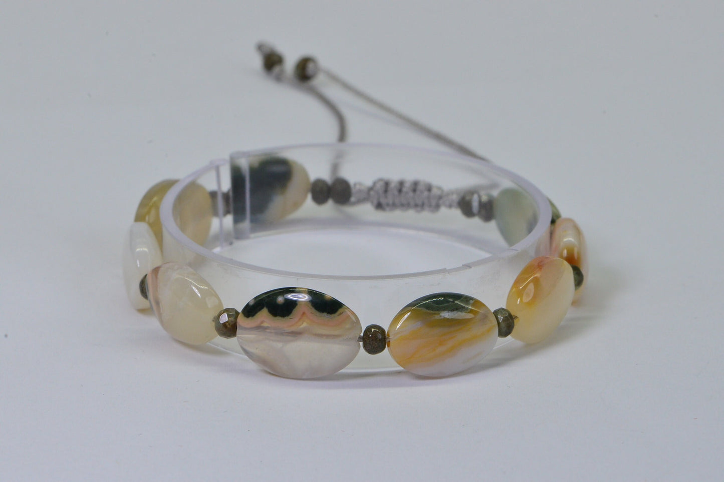 Ocean Jasper Bracelet: Macrame Knotted Adjustable Gemstone Bracelet