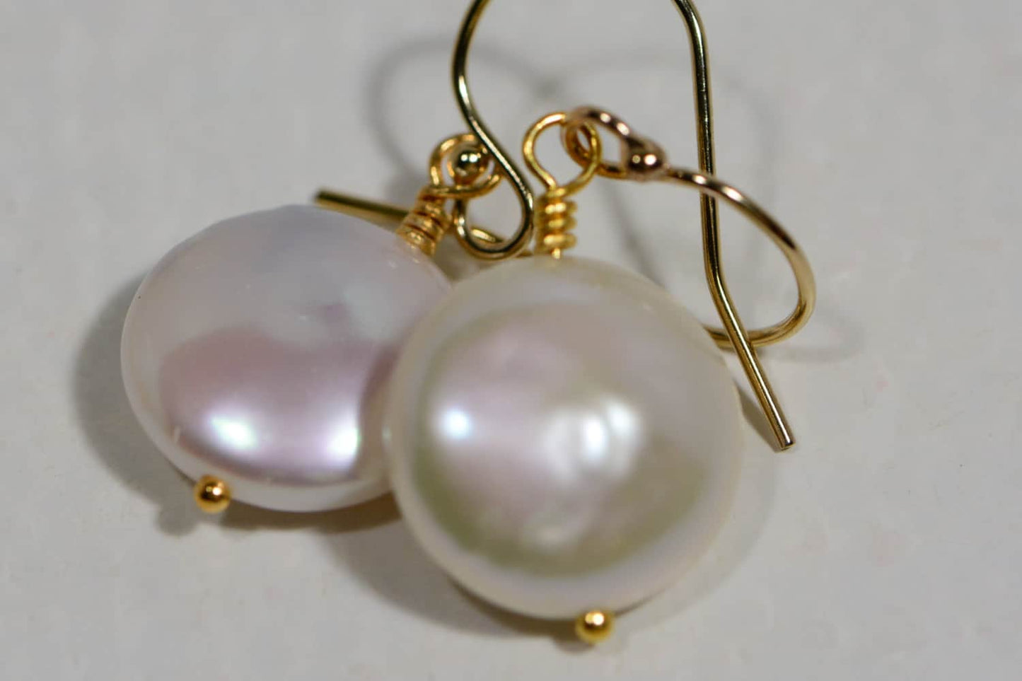 AAA Freshwater Coin Pearl Earrings, 14k Gold Filled Wire