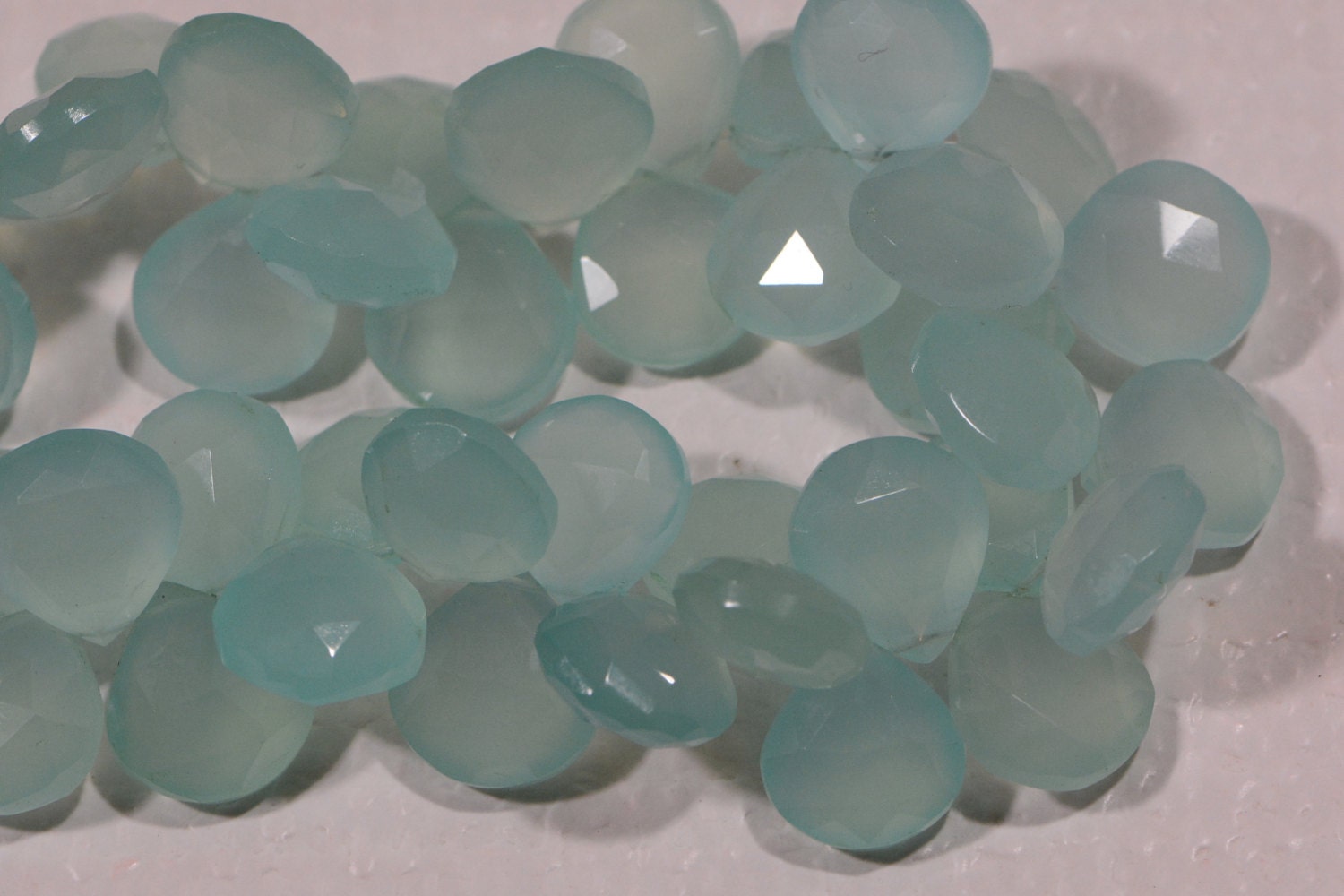 Chalcedony  Faceted Teardrop Beads Natural Gemstone Beads Jewelry Making Supplies