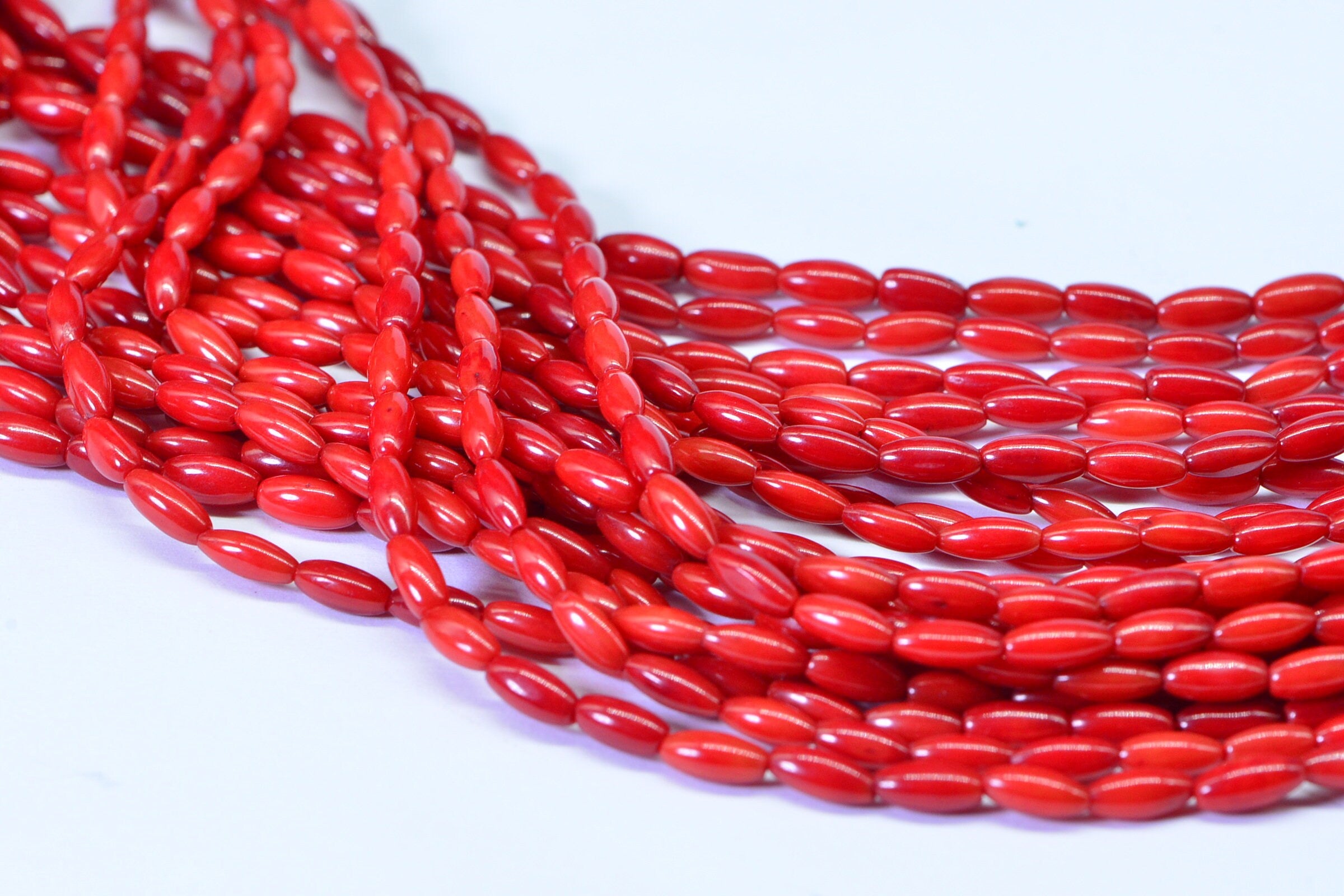 Red Coral 7.7x3.8mm Beads Gemstone Beads Jewelry Making Supplies