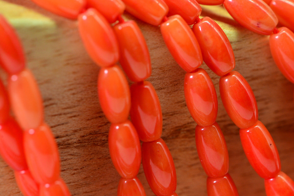 Orange Red Coral 8x4mm 16" inch Strand Beads Gemstone Beads Jewelry Making Supplies