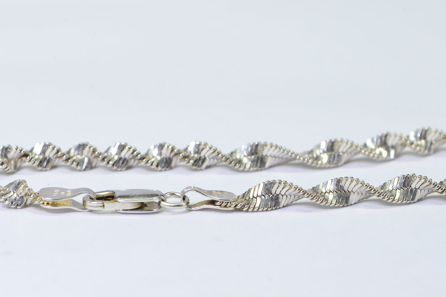 4mm Twisted Herringbone Snake Sterling silver Bracelet  Flat Twist Chain Bracelet