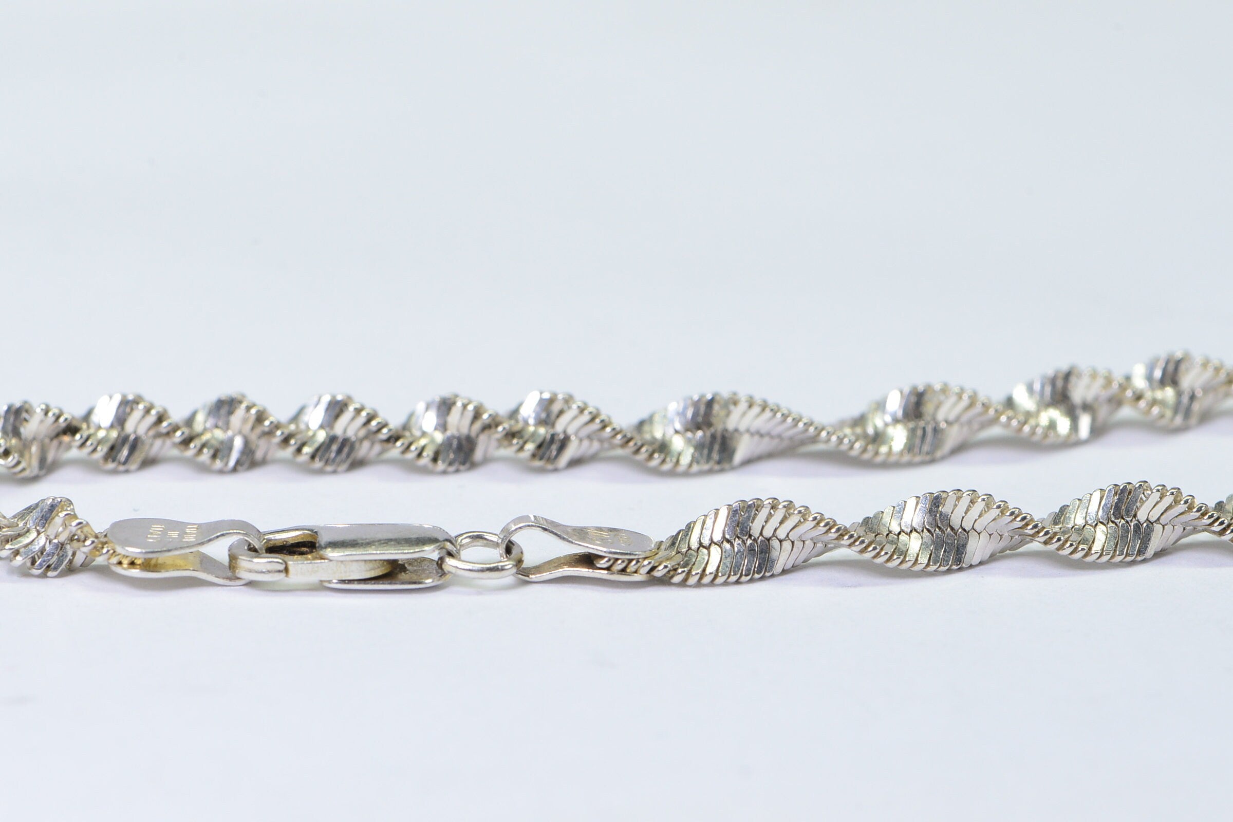 4mm Twisted Herringbone Snake Sterling silver Bracelet  Flat Twist Chain Bracelet