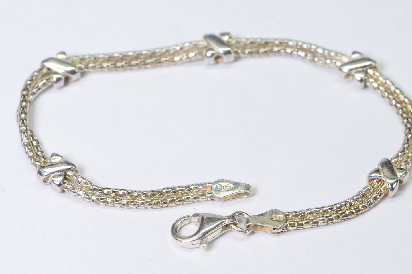 Sterling Silver Knot Bracelet, Double Rope Chain, Italian Jewelry