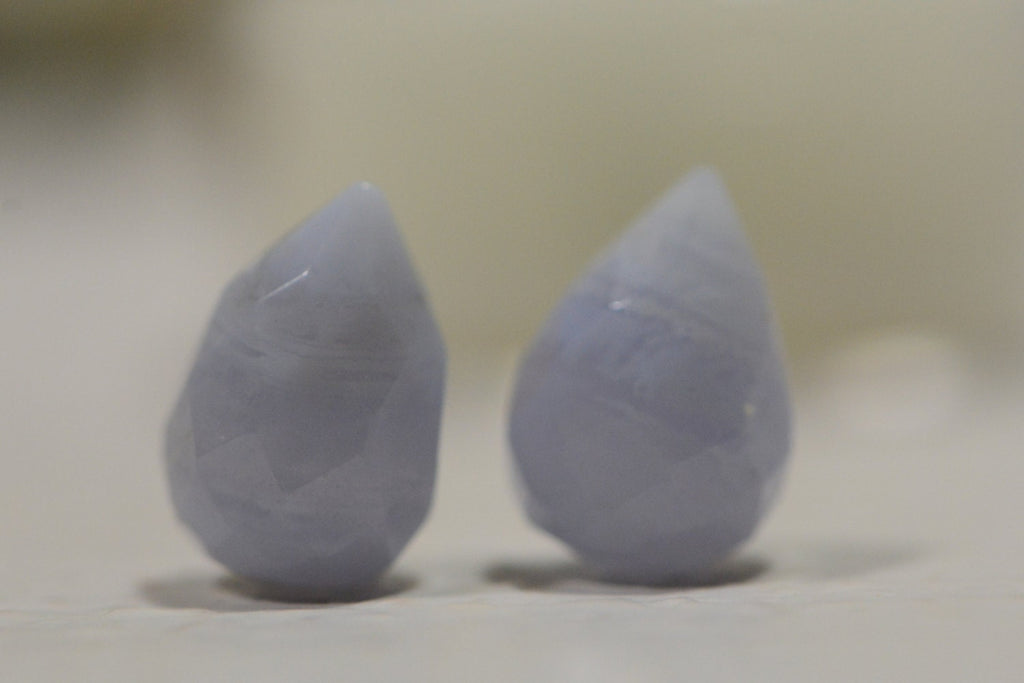 Blue Lace Agate Beads: Faceted Teardrop Gemstone, 12x8mm (2pcs)