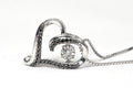 Diamond Heart Pendant: Black & White Diamonds, Sterling Silver Chain
