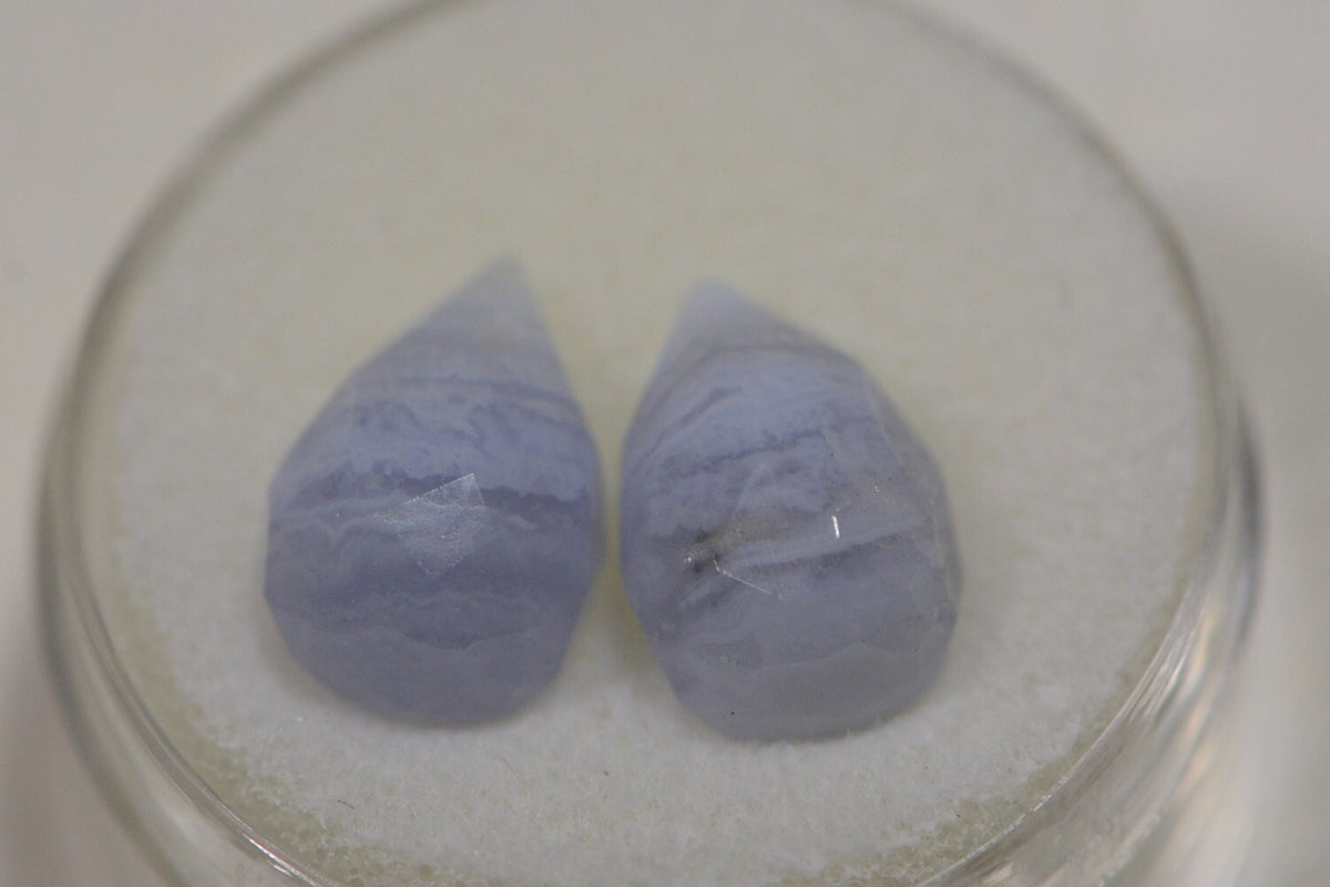 Blue Lace Agate Beads: Faceted Teardrop Gemstone, 12x8mm (2pcs)