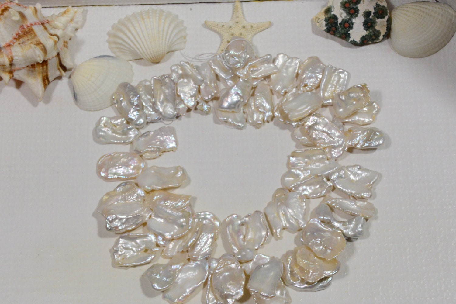 Keshi Pearl Beads White Freshwater Pearls Jewelry Making Supplies