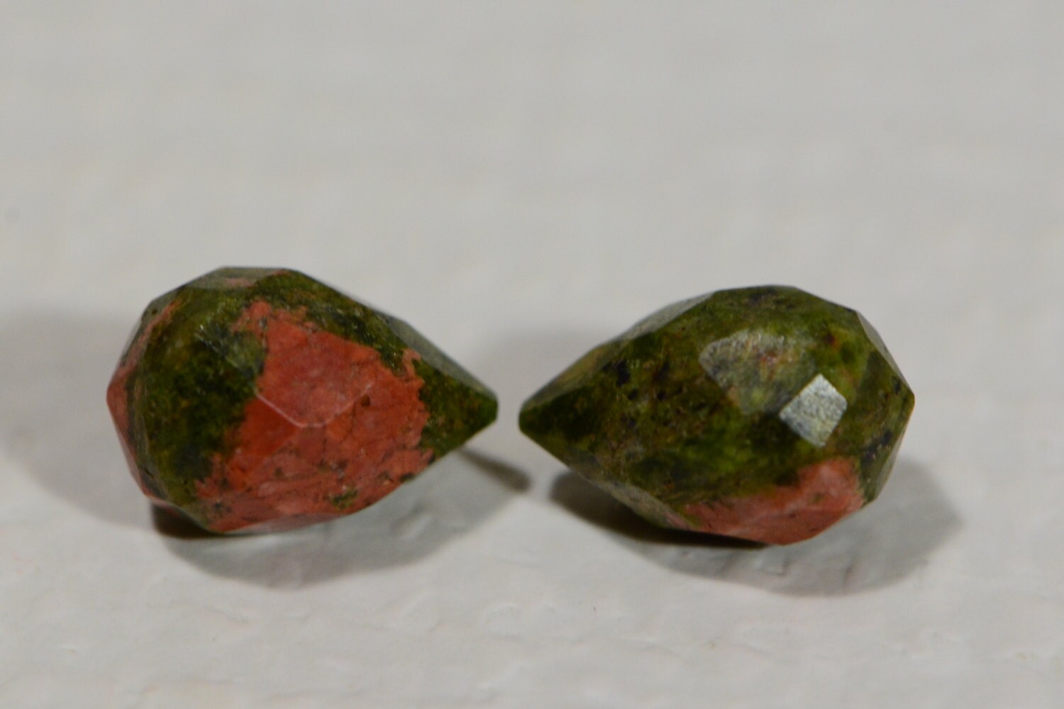 Unakite Teardrop Beads: Faceted Gemstone Briolettes (12x8mm)