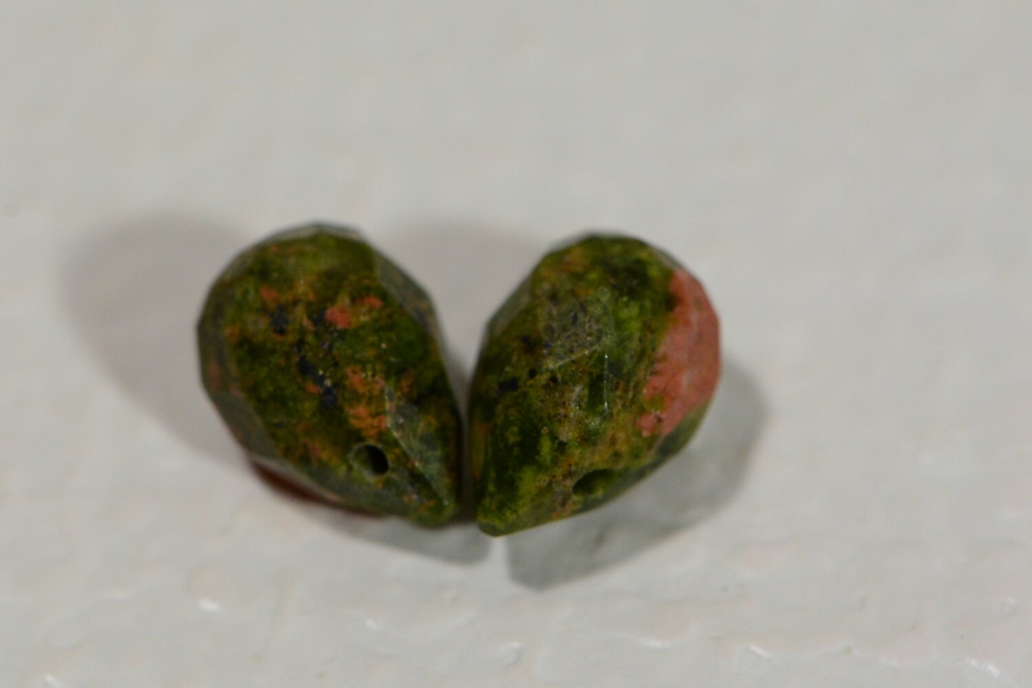 Unakite Teardrop Beads: Faceted Gemstone Briolettes (12x8mm)