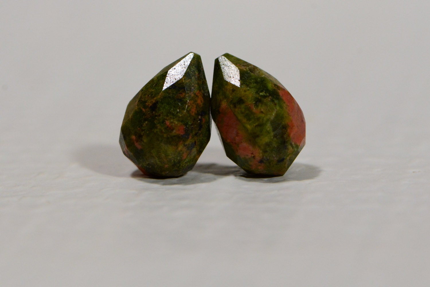 Unakite Teardrop Beads: Faceted Gemstone Briolettes (12x8mm)