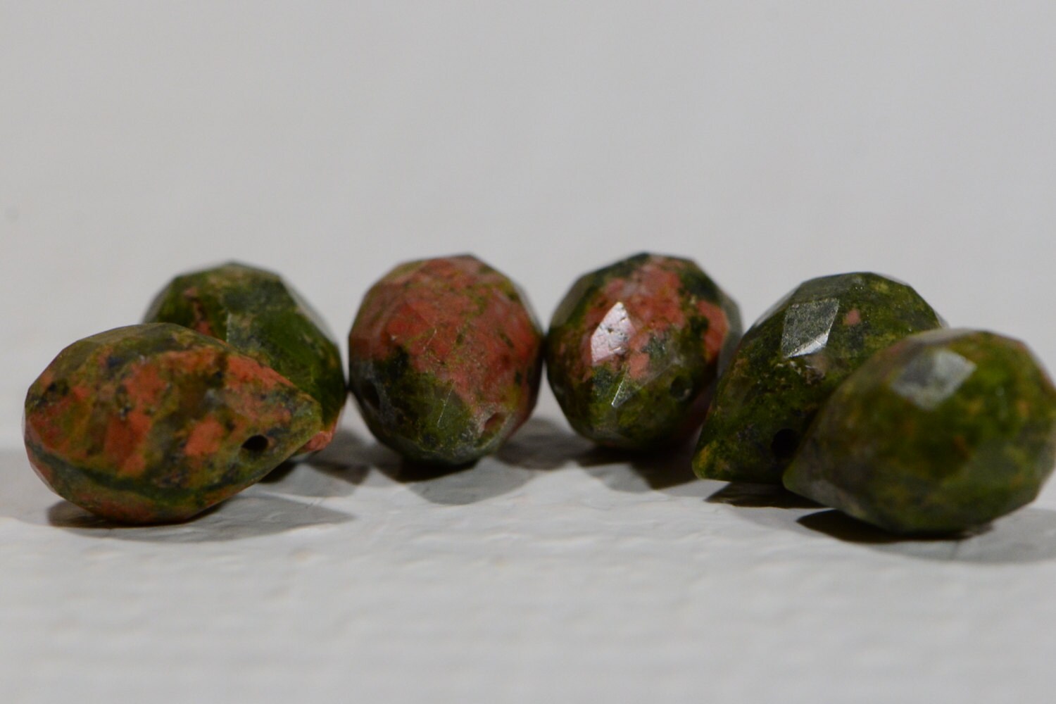 Faceted Unakite Teardrop Beads: Pink & Green Gemstone (12x8mm)