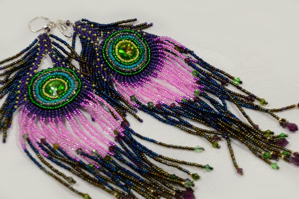Beaded Peacock Necklace Statement Beadwork Necklace