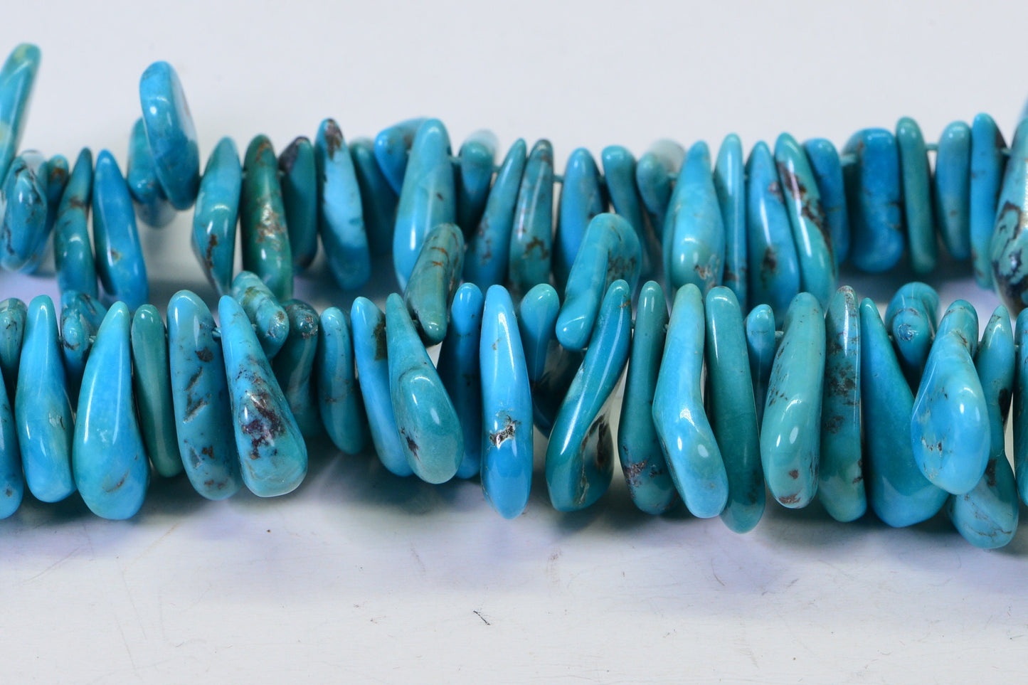 Natural Kingman Turquoise Teardrop Beads: Arizona Blue-Green Slabs