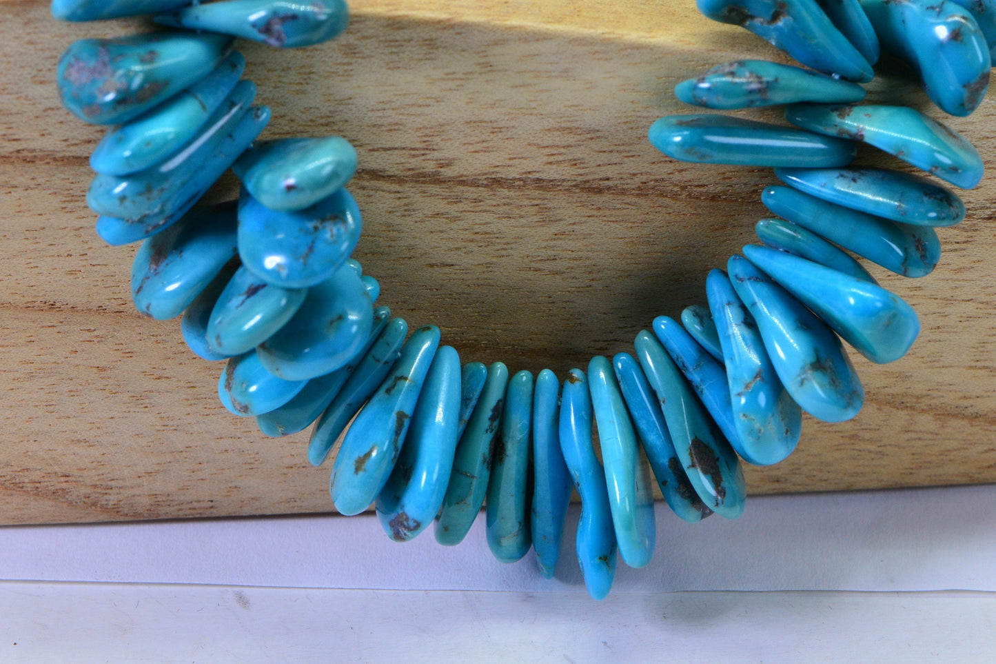 Natural Kingman Turquoise Teardrop Beads: Arizona Blue-Green Slabs
