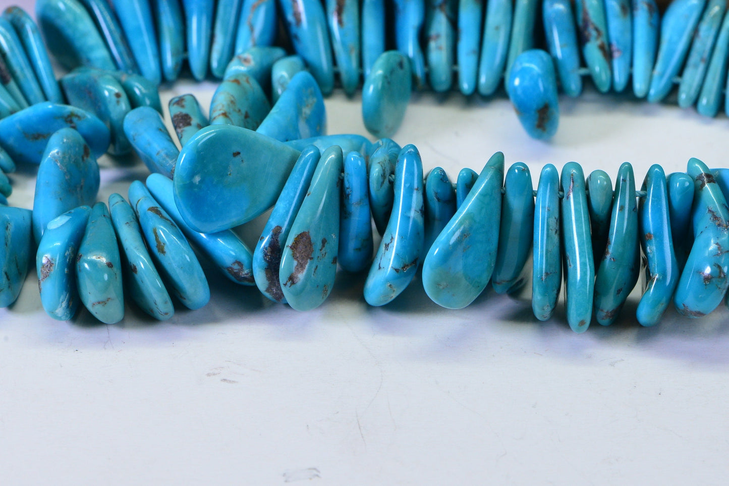 Natural Kingman Turquoise Teardrop Beads: Arizona Blue-Green Slabs