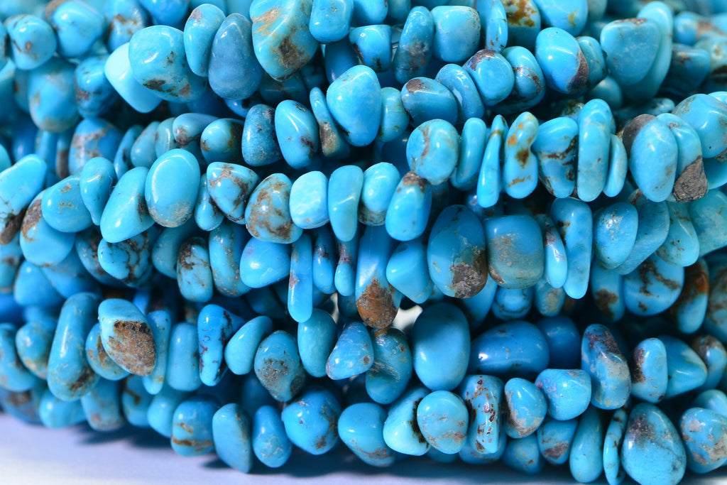 Sleeping Beauty Turquoise Nugget Beads: 16" Strand, Jewelry Making
