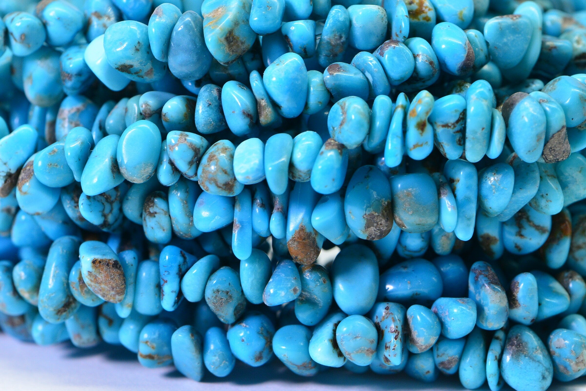 Sleeping Beauty Turquoise Nugget Beads: 16" Strand, Jewelry Making