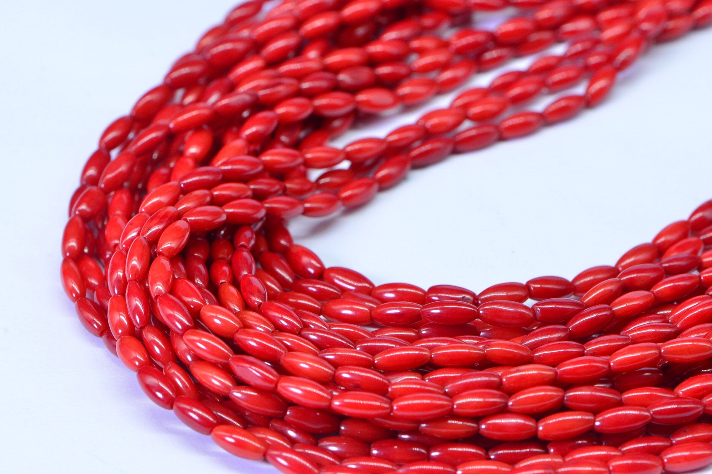 Red Coral 7.7x3.8mm Beads Gemstone Beads Jewelry Making Supplies