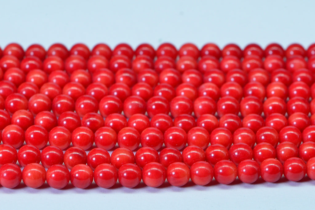 Coral Red Gemstone Beads: 6mm Round Jewelry Supplies