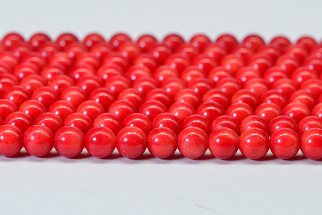 Coral Red Gemstone Beads: 6mm Round Jewelry Supplies