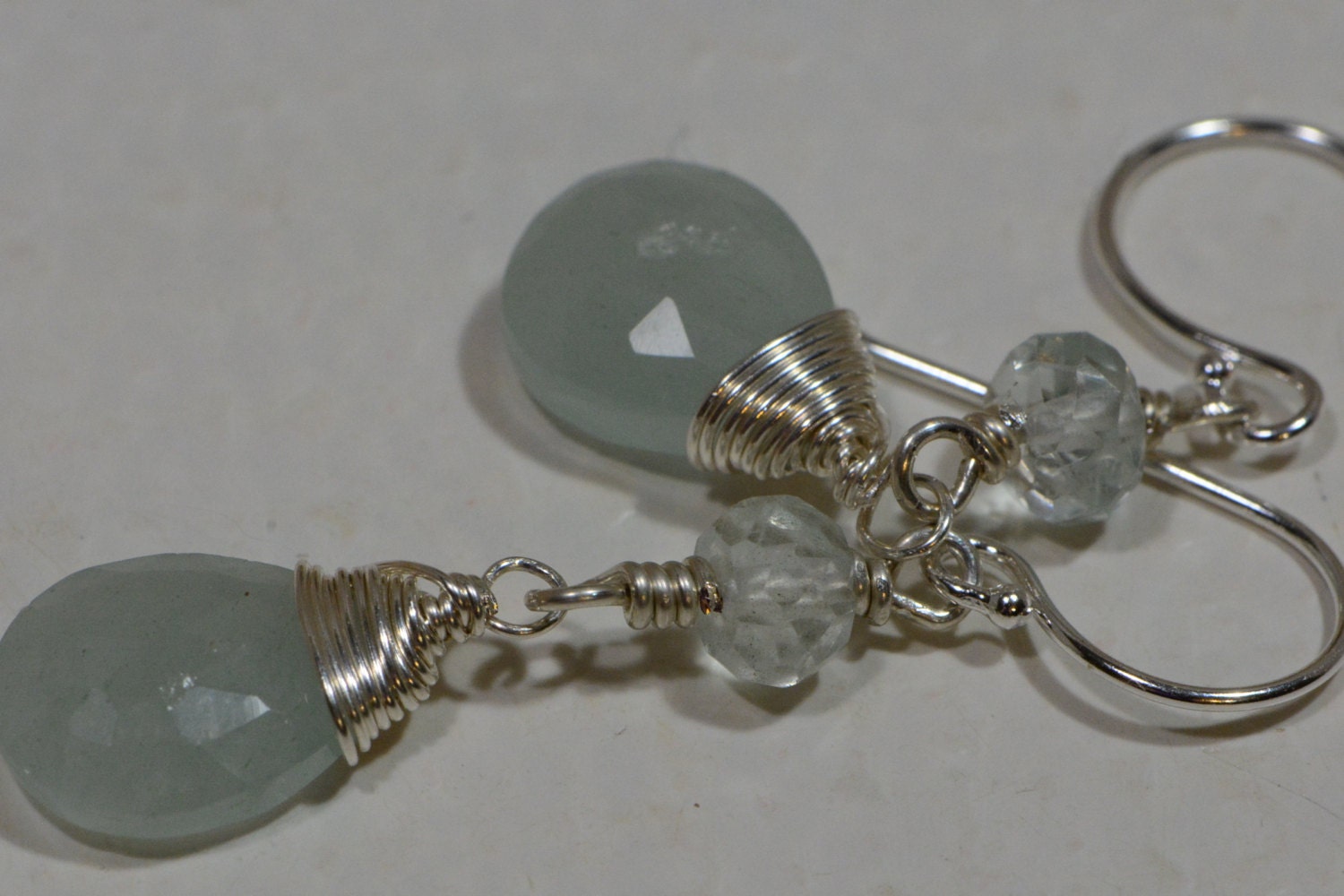 Aquamarine Sterling Silver Earrings: Faceted Gemstone, March Birthstone