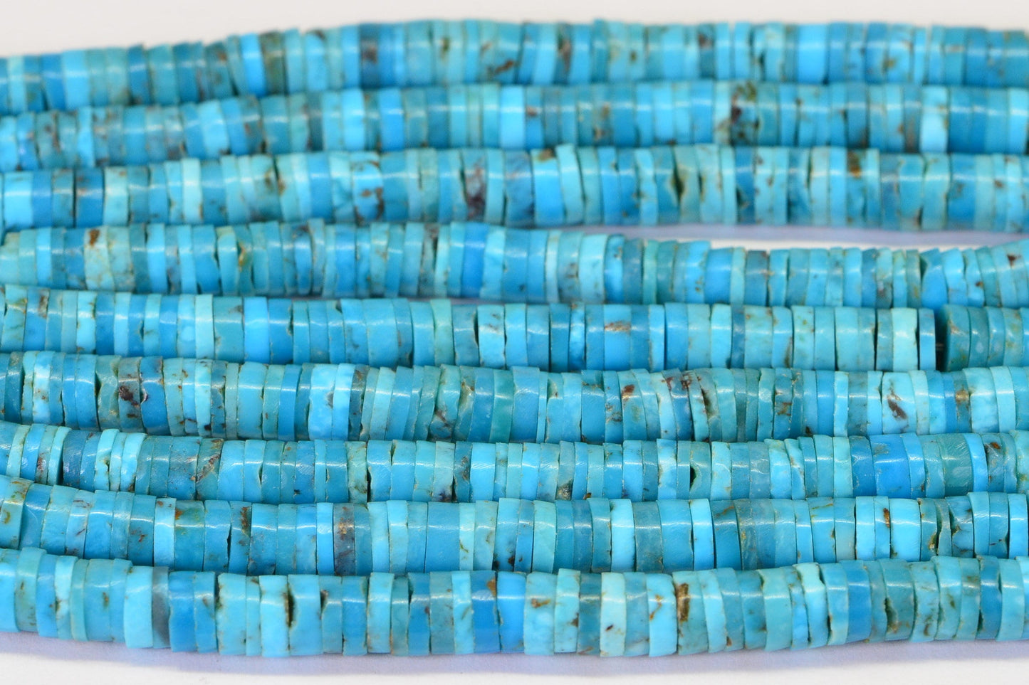 Arizona Turquoise Heishi Beads: Natural Blue Gemstone, 4.5mm (4 inch strand)