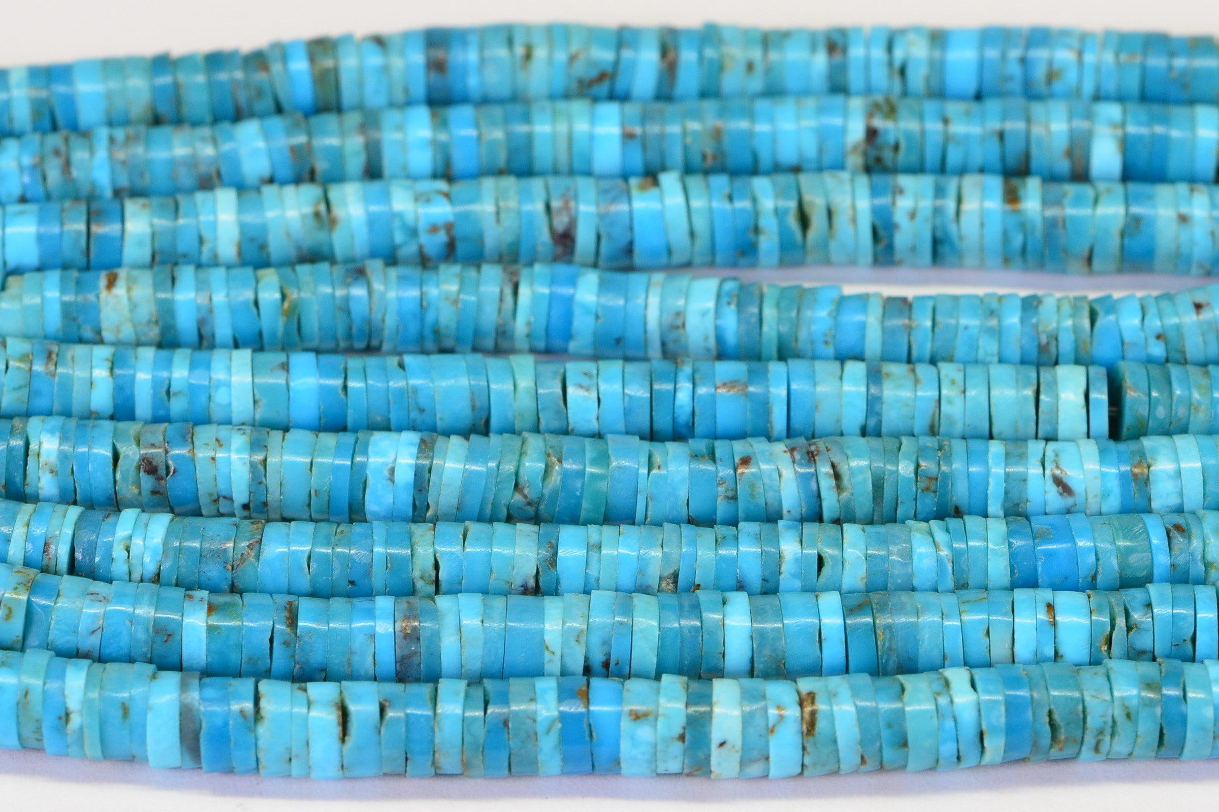 Arizona Turquoise Heishi Beads: Natural Blue Gemstone, 4.5mm (4 inch strand)