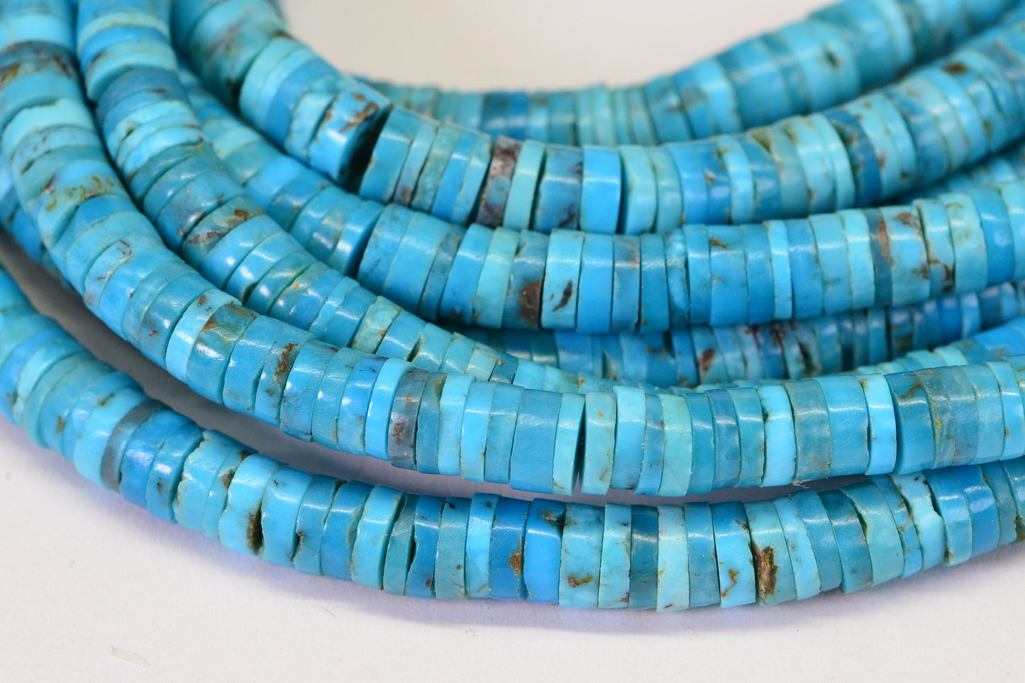 Arizona Turquoise Heishi Beads: Natural Blue Gemstone, 4.5mm (4 inch strand)
