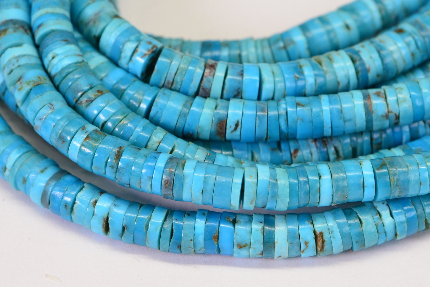 Arizona Turquoise Heishi Beads: Natural Blue Gemstone, 4.5mm (4 inch strand)