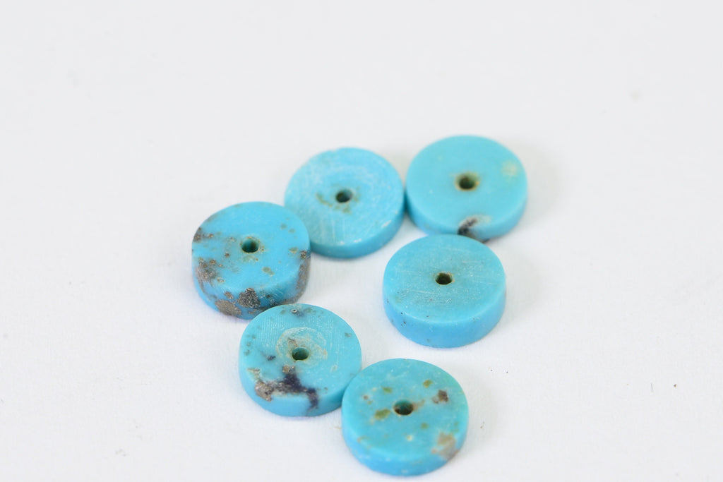 Arizona Turquoise Heishi Beads: Natural Blue Gemstone, 7mm (1 inch)