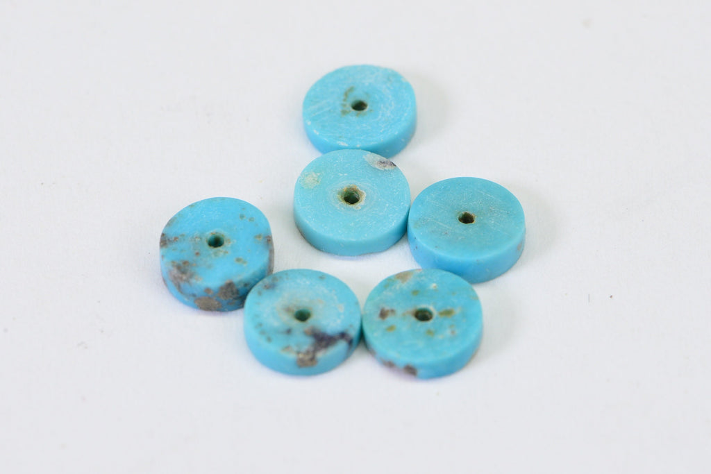 Arizona Turquoise Heishi Beads: Natural Blue Gemstone, 7mm (1 inch)