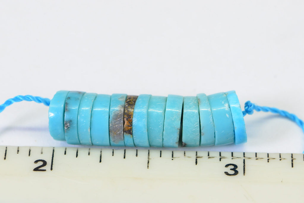 Arizona Turquoise Heishi Beads: Natural Blue Gemstone, 7mm (1 inch)